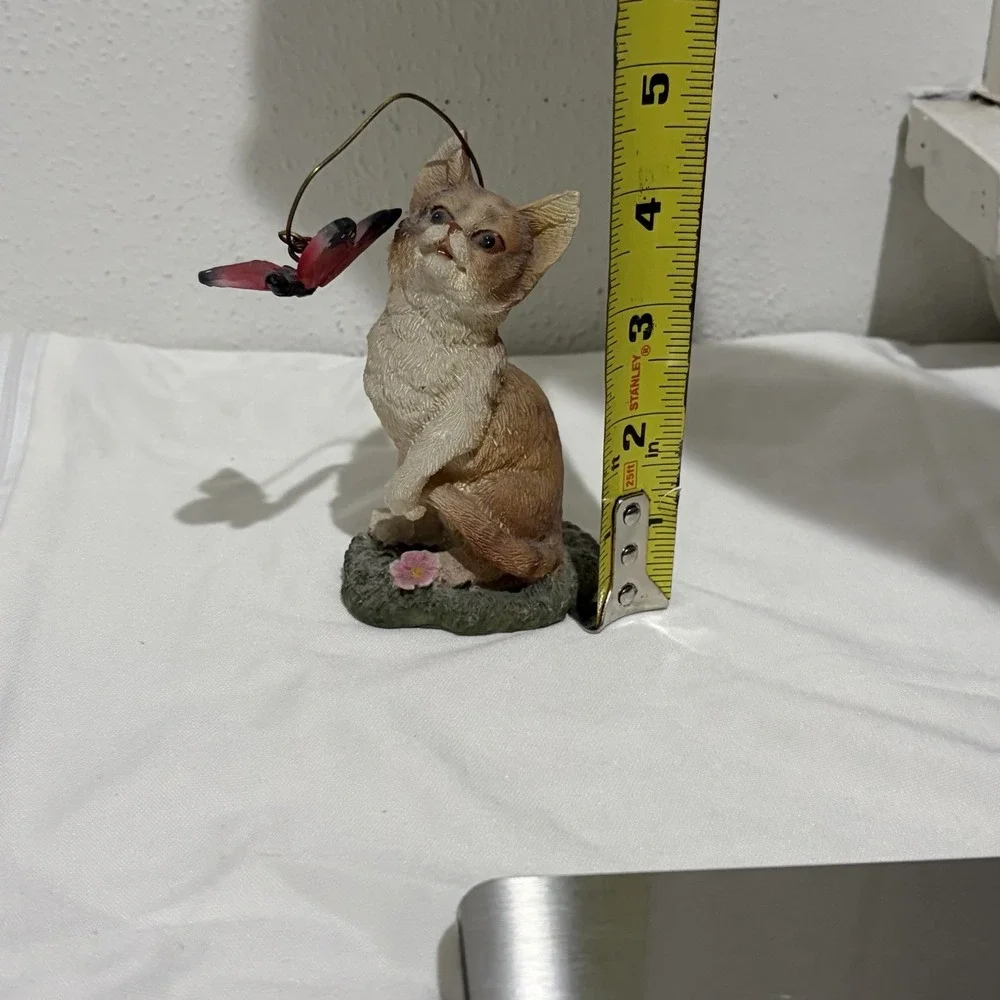 vintage cat butterfly on wire figurine Playful 5